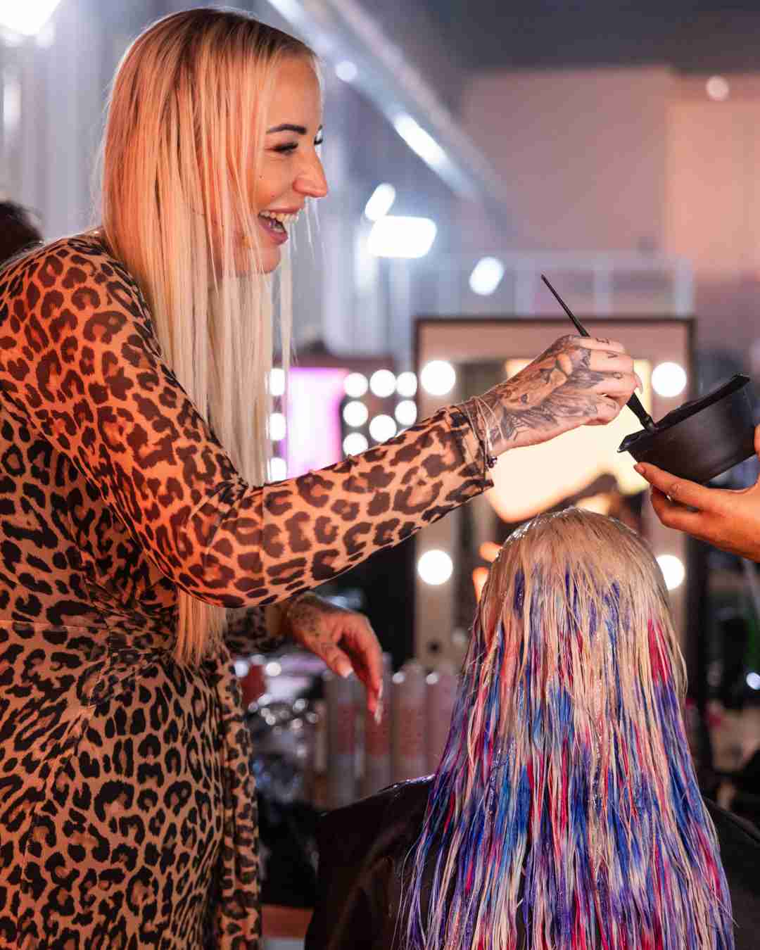 Backstage at Schwarzkopf Professional Milan celebrity stylist Lisa Farrall