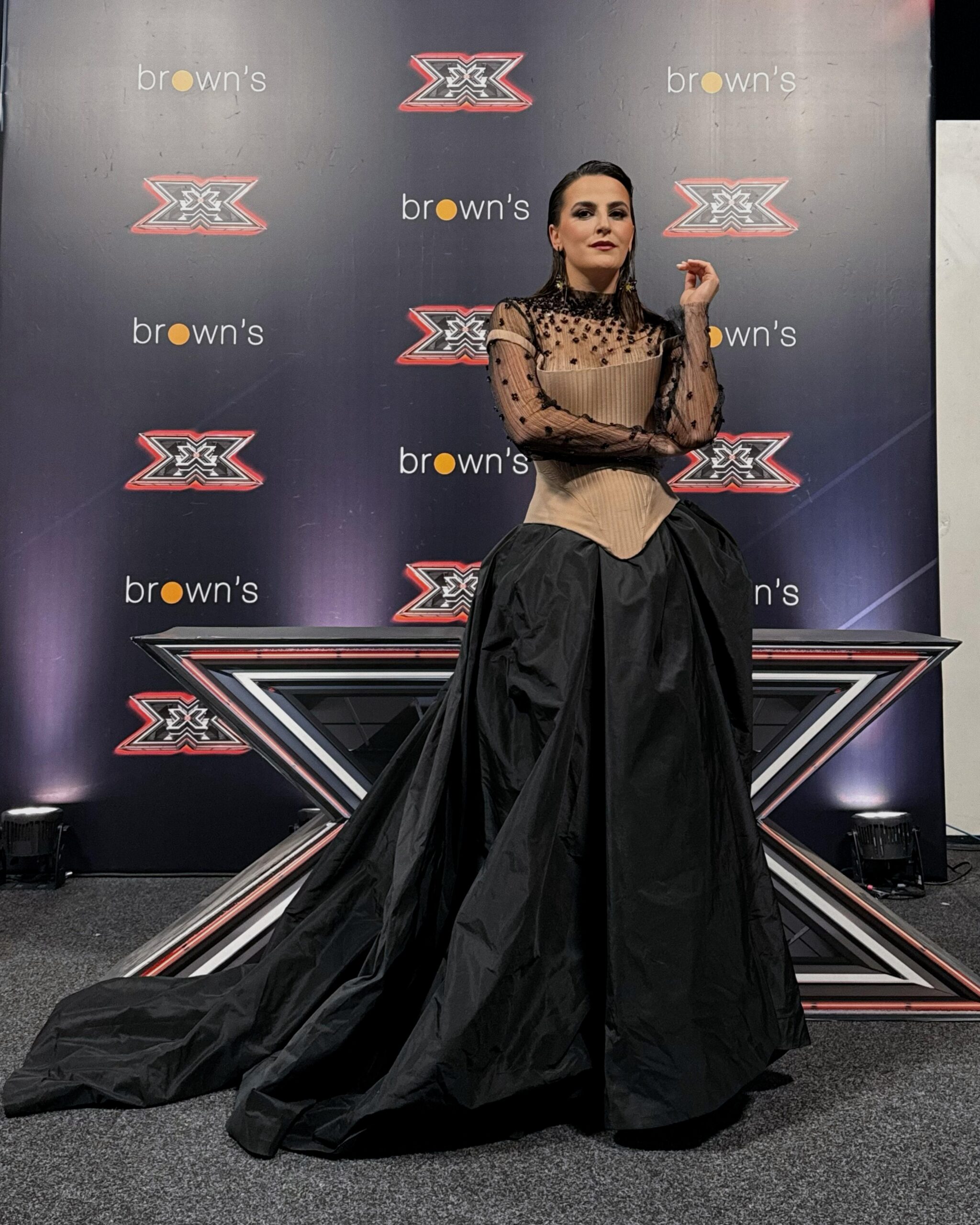 Phillipa Naudi at X Factor Malta live show, styled by Dean Gera Salons.